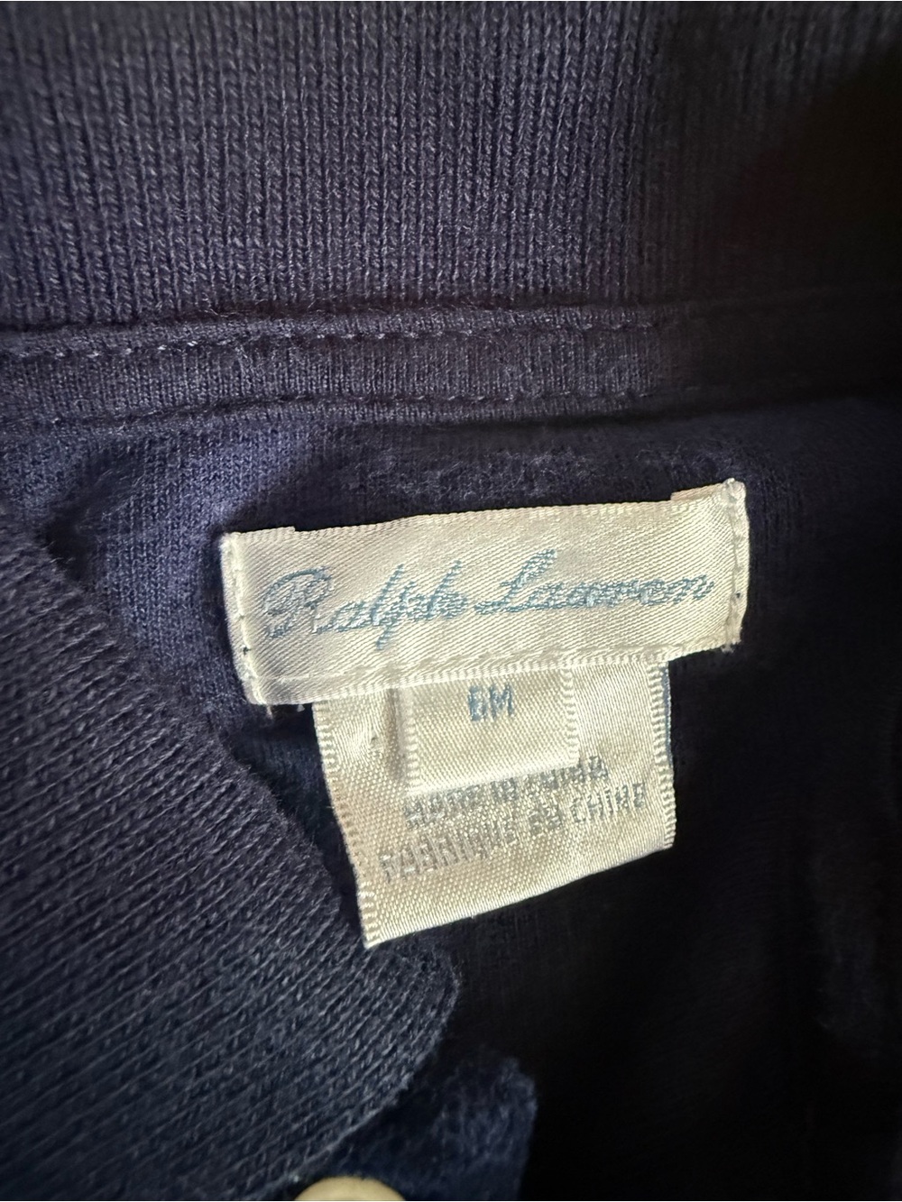 Ralph Lauren Navy Velour Footie with Red Polo Embroidery - Picture 2 of 2